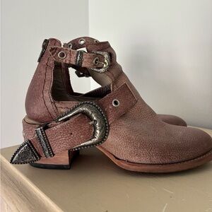 Freebird by Steven Ankle Boots in Dusty Mauve with Silver Hardware